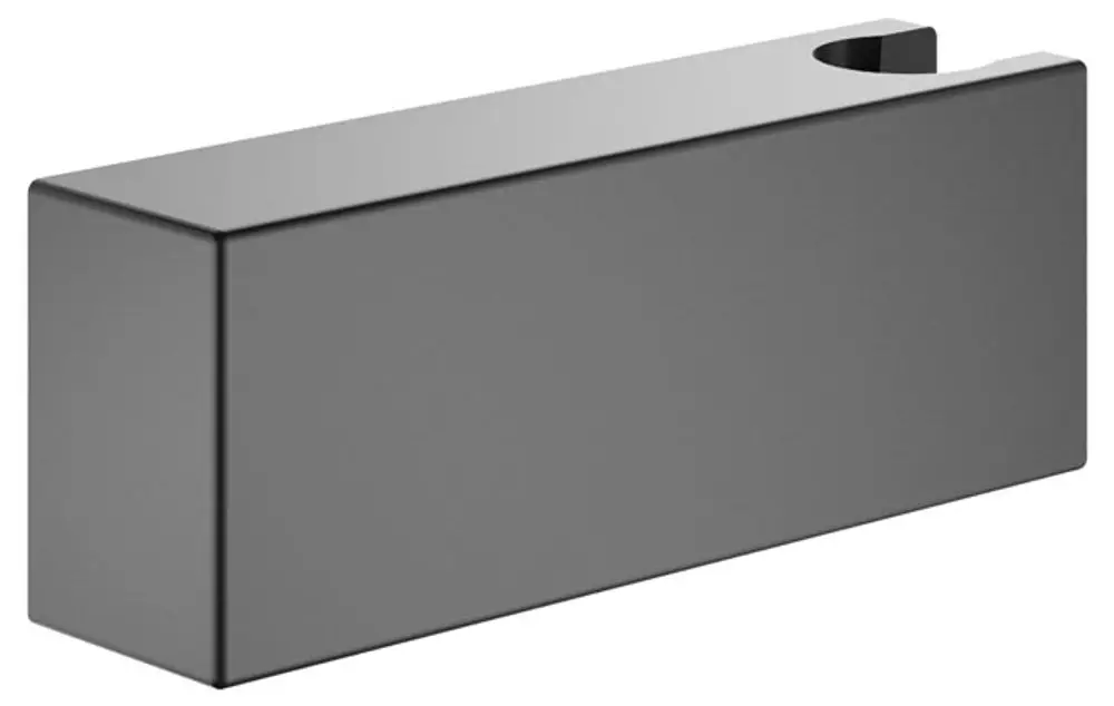 Schwarzes, rechteckiges Verbindungselement von Keuco mit einer Aussparung an der Oberseite, geeignet für Wandmontage.